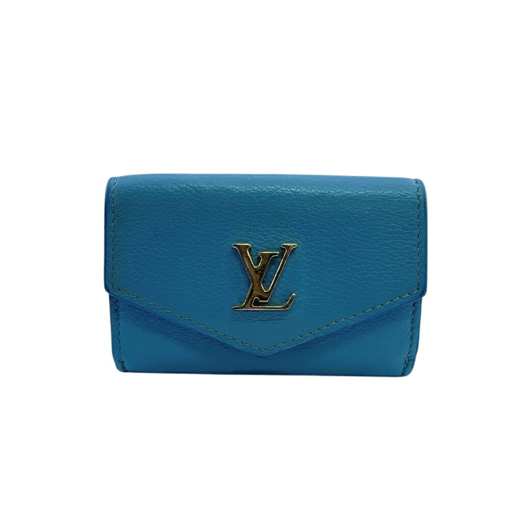 LOUIS VUITTON M81157 Portefeuille Lock Mini Taurillon Tri-fold Wallet, Blue